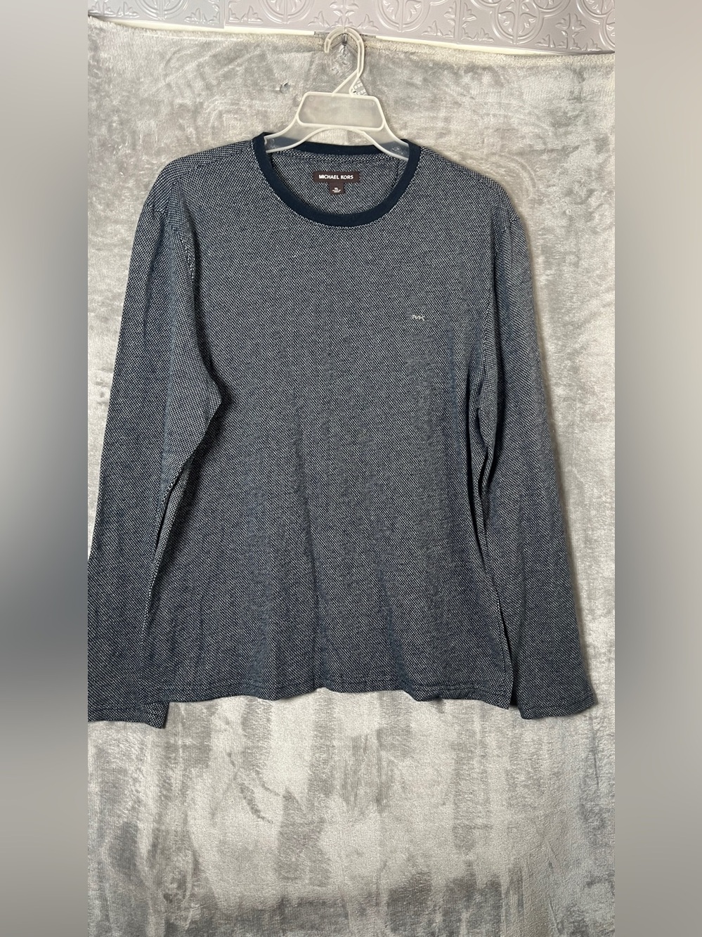 Michael Kors Men's Long-Sleeve Crewneck Shirt - Dark Blue Heather